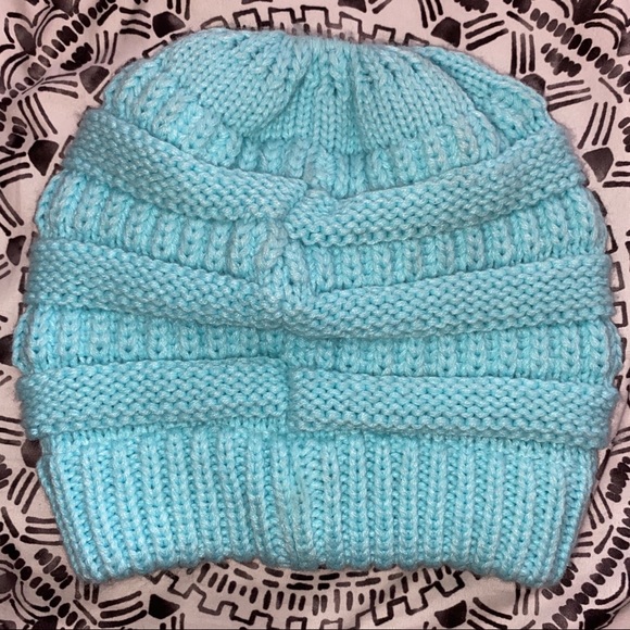 Mint Blue Ponytail Beanie - Picture 2 of 2